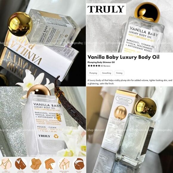 NIB Truly Vanilla Baby Luxury Body Oil Nourishing Antiaging Glistening Shimmer - Picture 1 of 12